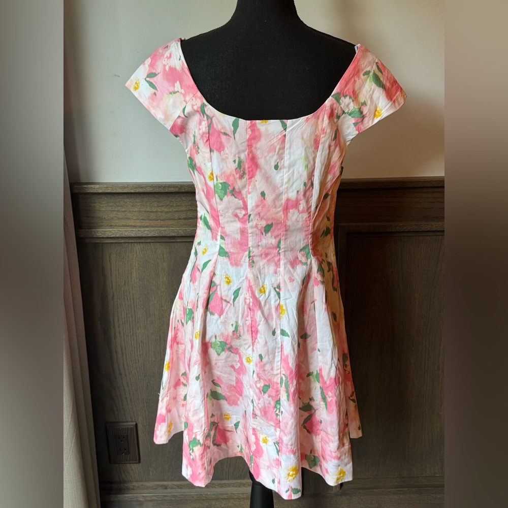 A New Day Pink and Yellow Floral Mini Spring Dress NWT - Picture 3 of 7